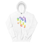 hoodie featuring wholly human logo in rainbow flag colors