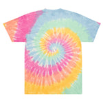 Embroidered Rainbow "Wholly Human" Oversized Tie-Dye T-Shirt