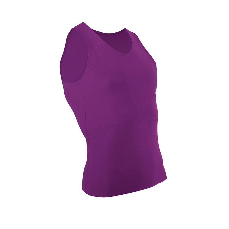 Front view of a purple tank binder.