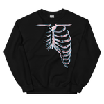 sweatshirt design features human bones in trans flag colors