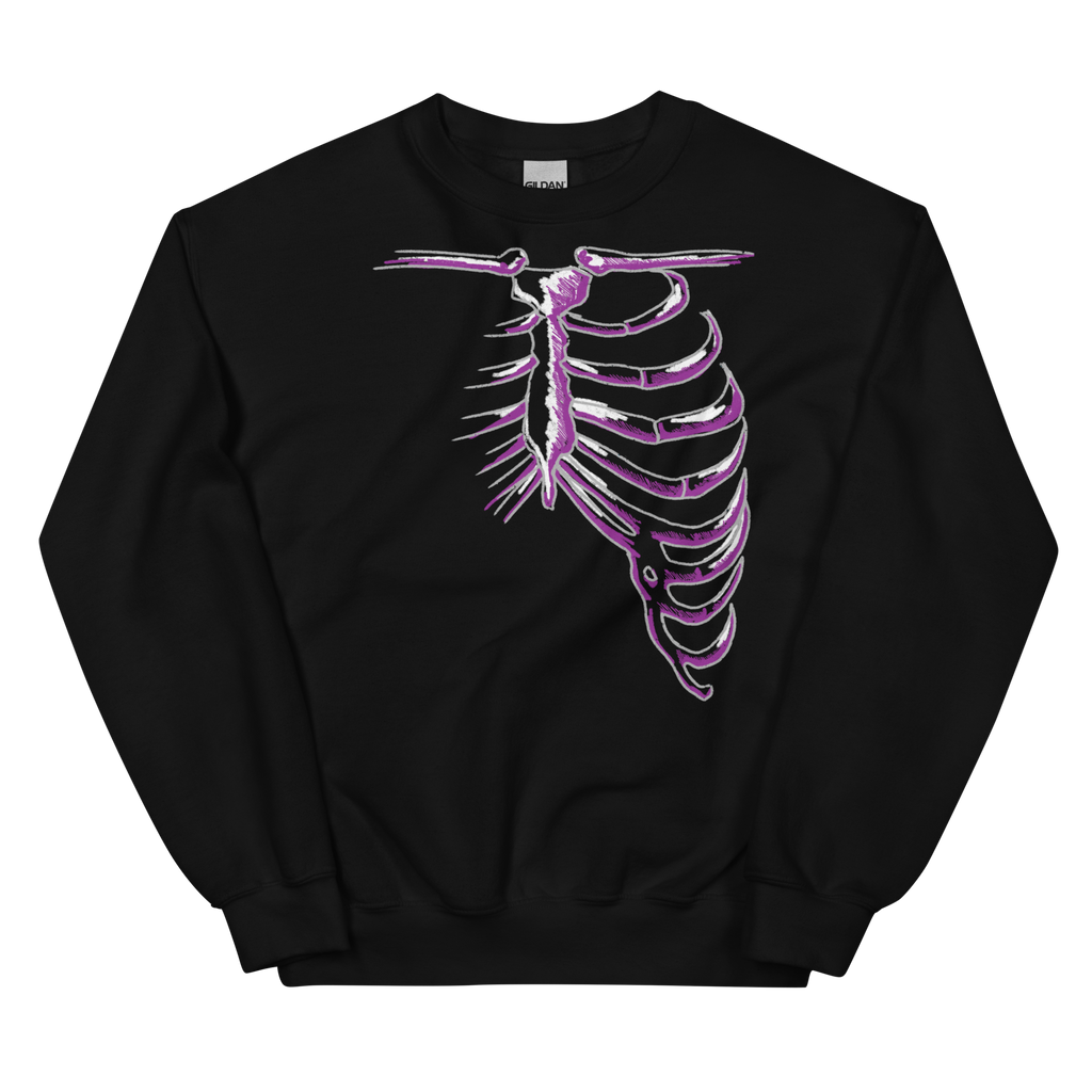 sweatshirt design features human bones in asexual colors