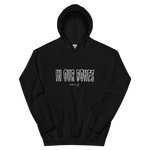 "in our bones" logo on a black hoodie