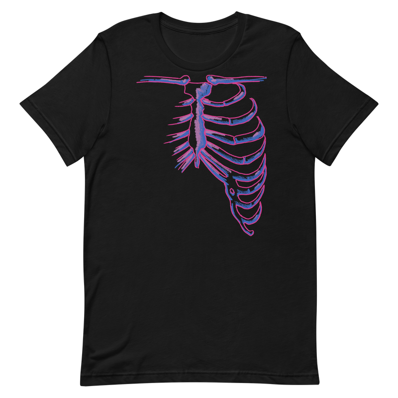 t-shirt design features human bones in bisexual colors