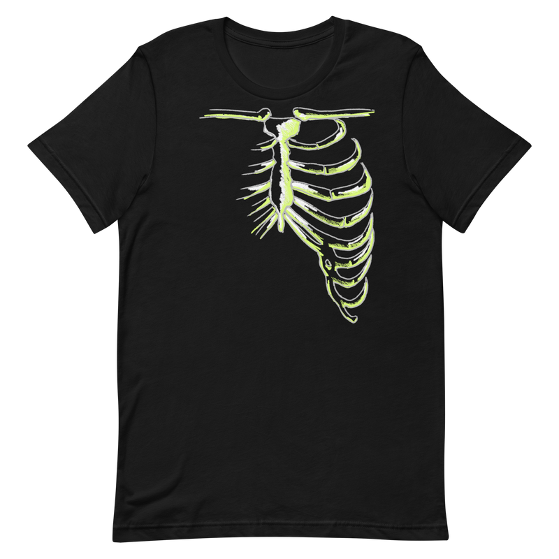 t-shirt design features human bones in agender colors